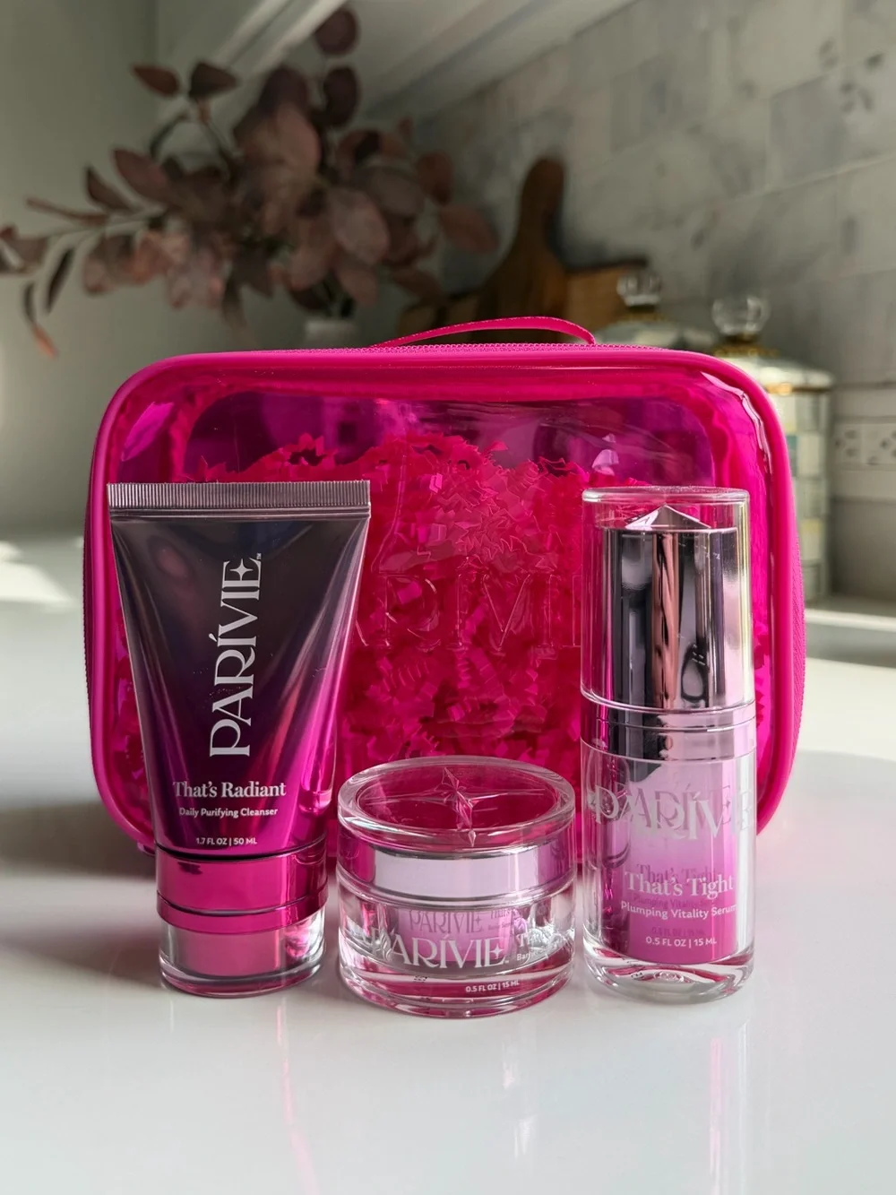 PARIVIE Anti-Aging Face Skin Care Set Cleanser Serum & Moisturizer full size NEW